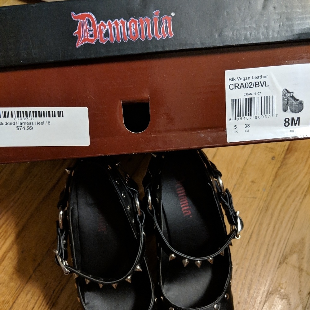 Demonia studded harness heel Mary Jane Platform
